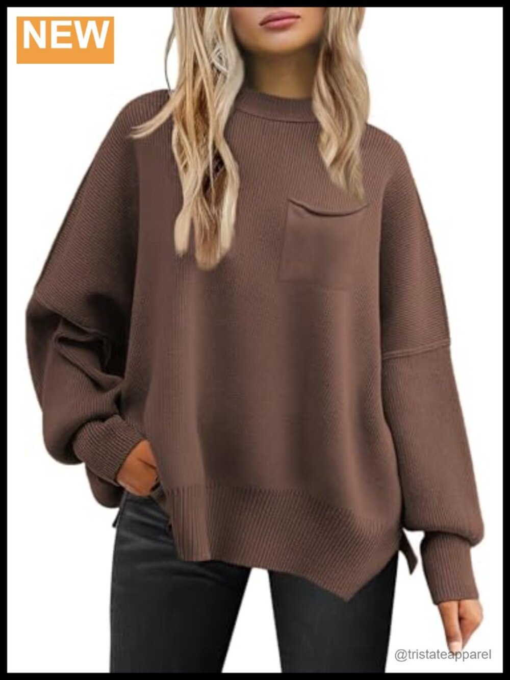 Oversized Batwing Sweater Pullover Crewneck Long Sleeve Women's Fall Winter